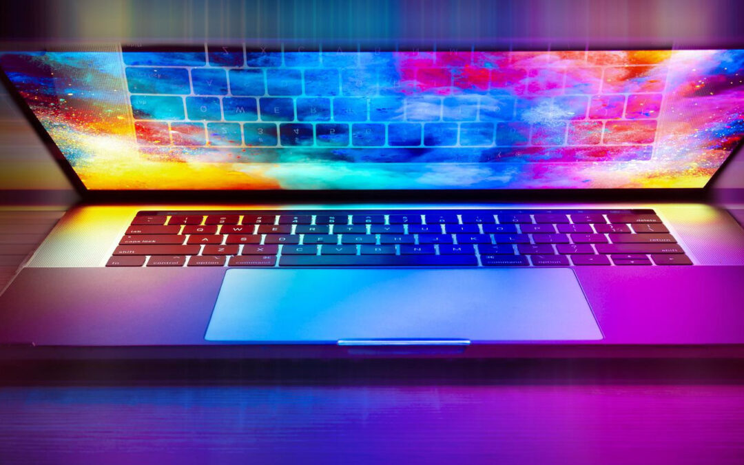 Ein Laptop mit buntem Farbenspiel